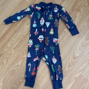 Hanna Andersson Holiday Print Blue Footie